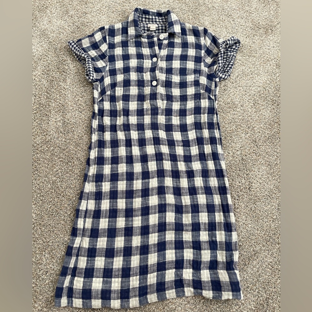 J Crew navy plaid dress